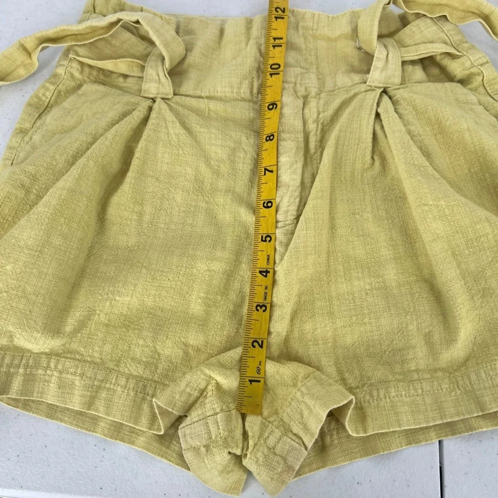 Free People Yellow Paperbag Shorts 0 High Rise Belted Boho Coastal‎ Summer